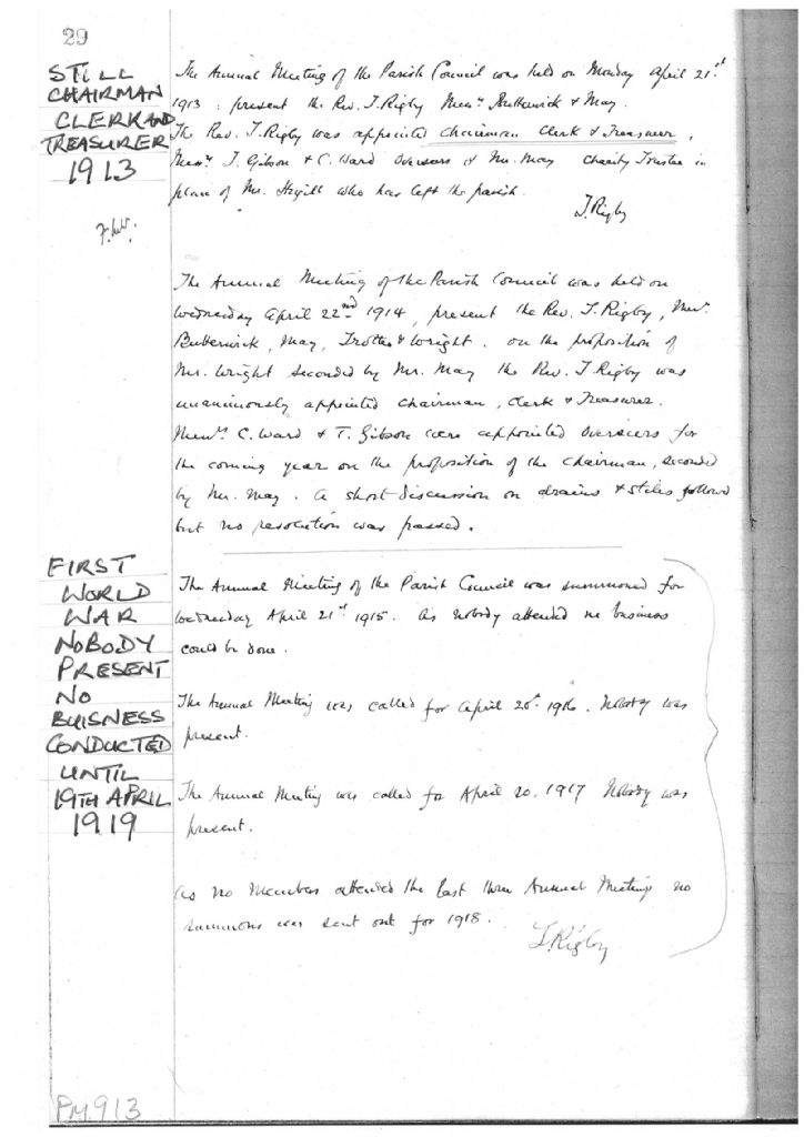 Parish Council Minutes 1913-1919