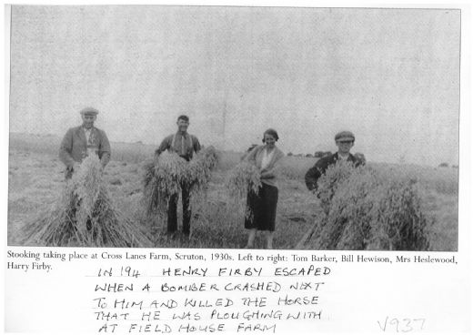 Tom Barker, Bill Hewison, Henry Firby and Mrs Heslewood at cross lanes farm