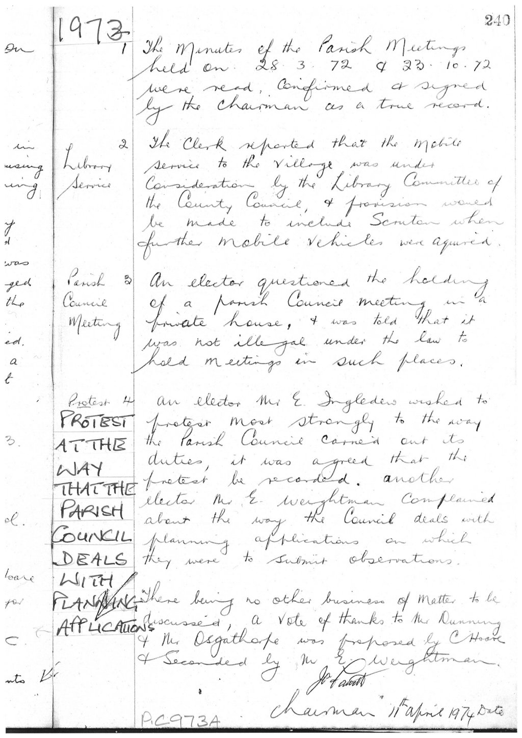 Minutes 1973