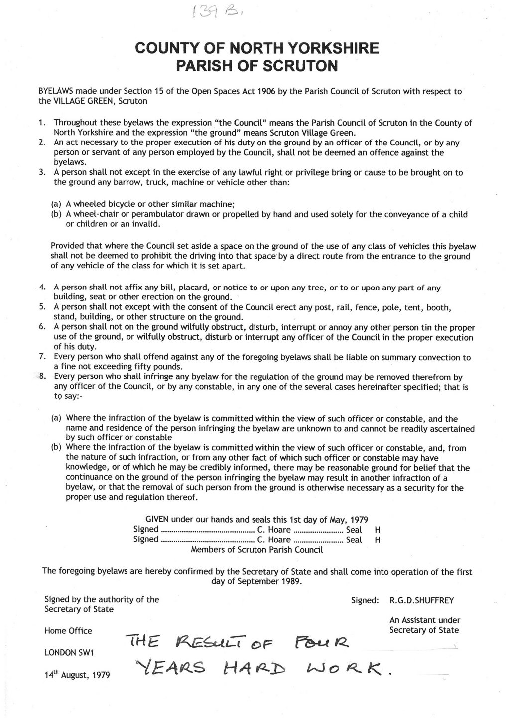 Byelaws with the respect of the village green