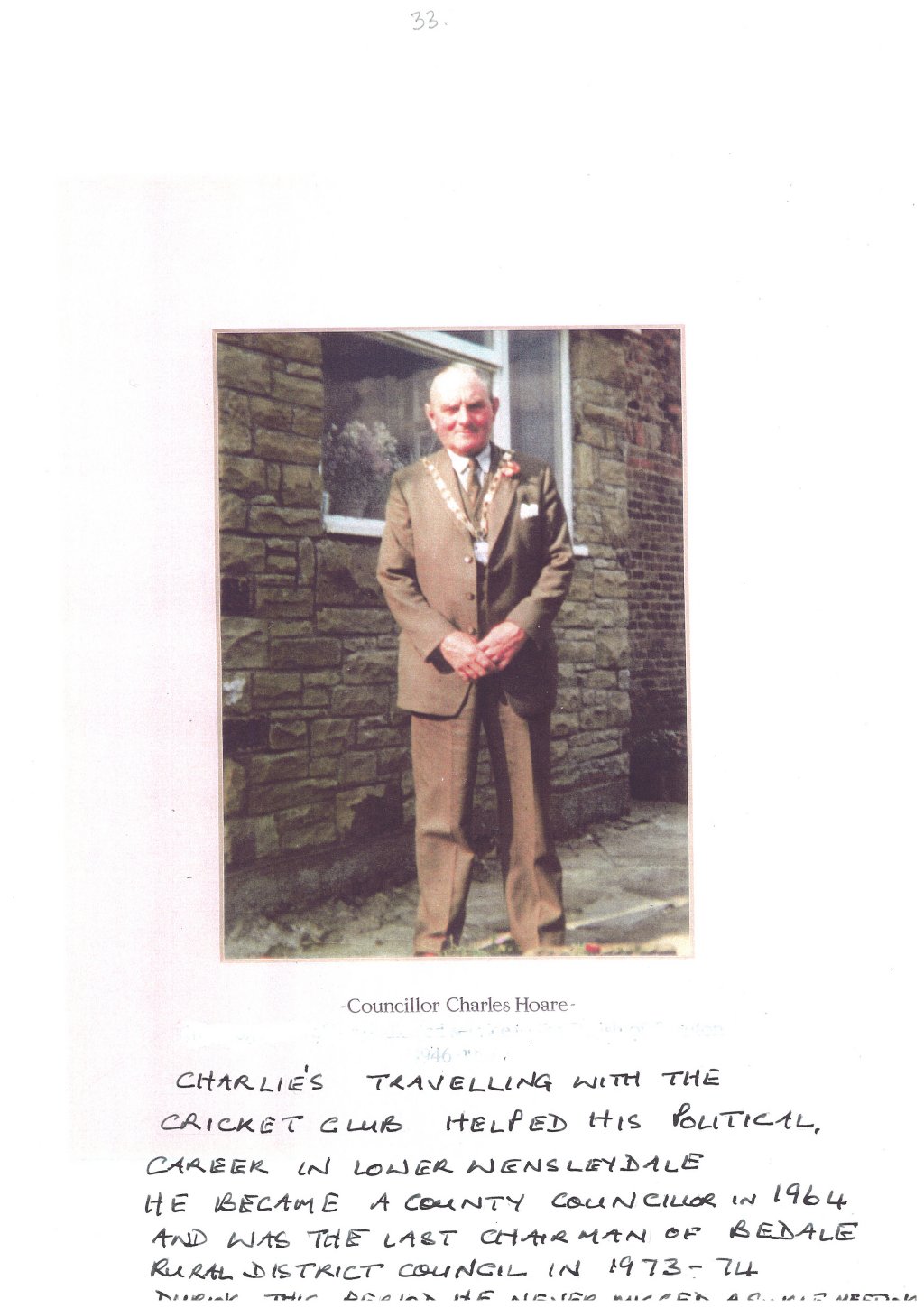 Councillor Charlie Hoare Bedale RDC